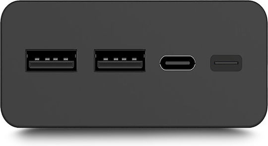Urban Factory Power Bank 30000mAh με 2 Θύρες USB-A και Θύρα USB-C Μαύρο