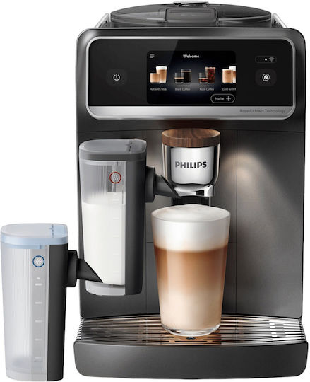 Philips Café Aromis Серия 8000 Автоматична Еспресо Машина 1500W Налягане 15bar за Капучино с Мелачка и Wi-Fi Сива EP8757/12