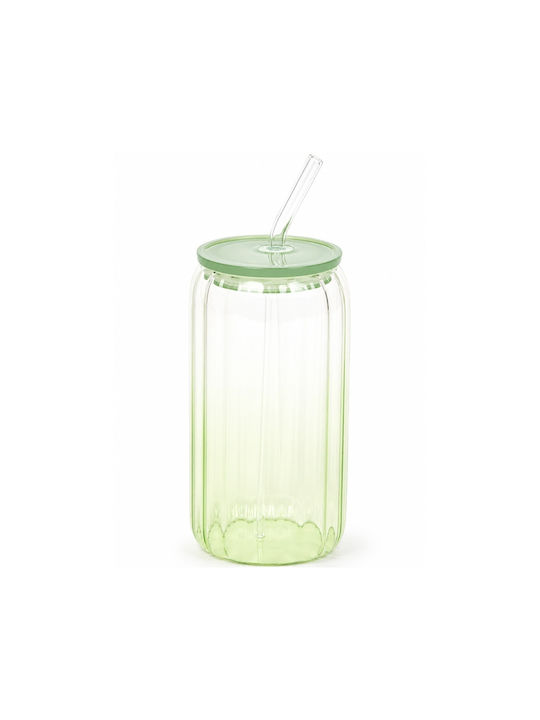 Water Coffee/Freddo Glass in Brown Colour with Straw 530ml