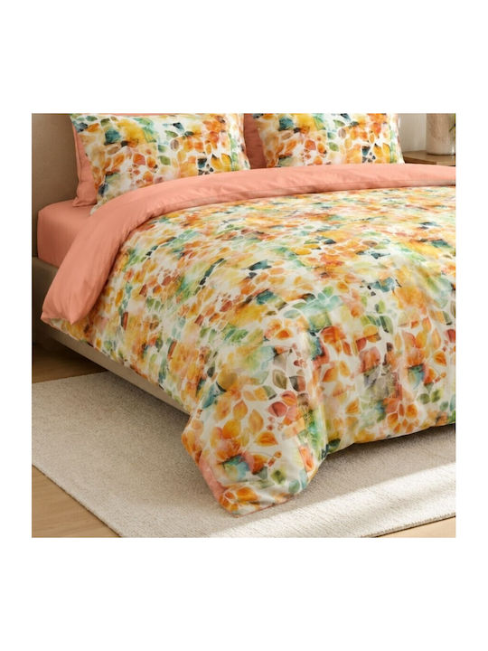 Pucioasa Set Huse Pentru Pilote 240x250cm Superdublu Cu 2 Fețe De Pernă Și 1 Cearșaf Portocalii