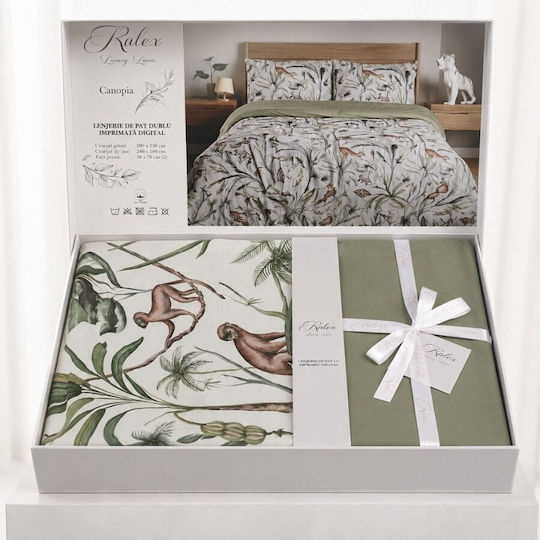 Pucioasa Duvet Cover Set 200x230cm Double with 2 Pillowcases and 1 Bed Sheet Jungle