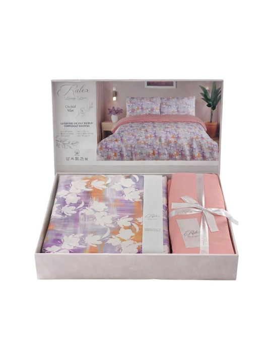 Pucioasa Set Huse Pentru Pilote 240x250cm Supradublă Cu 2 Fețe De Pernă & 1 Cearșaf Orchid Mist