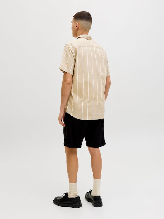 Cămașă Cu Mâneci Scurte Regular Fit Cu Dungi Light Brown