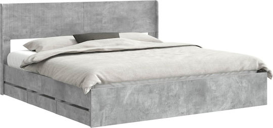 Κρεβάτι King Size για Στρώμα 200x200cm Γκρι Σκυροδέματος Κρεβάτι King Size για Στρώμα 200x200cm Γκρι Σκυροδέματος