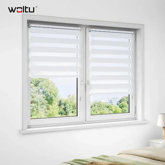 Woltu Rolete Geam Semi-Blackout Dublu Alb Lățime 70x Înălțime 220 cm