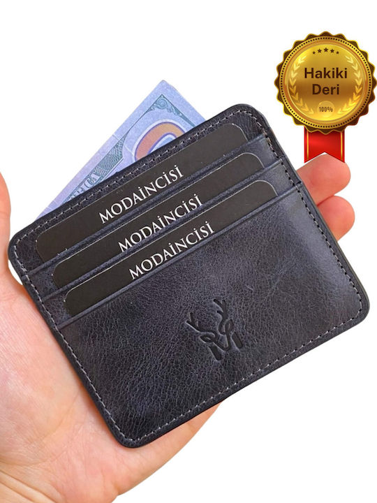 Мъжки кожен портфейл за карти Черен