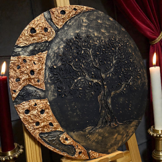 Baum Leben Im Mondlicht Handgefertigtes Relief-Gemälde Auf 40 Cm Holzrahmen Baum Leben Im Mondlicht Handgefertigtes Relief-Gemälde Auf 40 Cm Holzrahmen