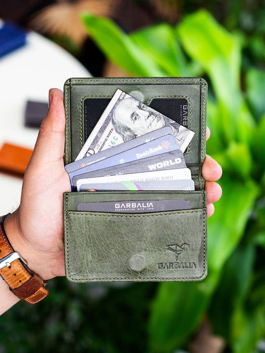 Leather Men's Card Wallet Green