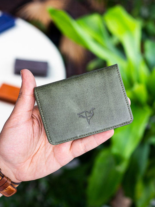 Leather Men's Card Wallet Green
