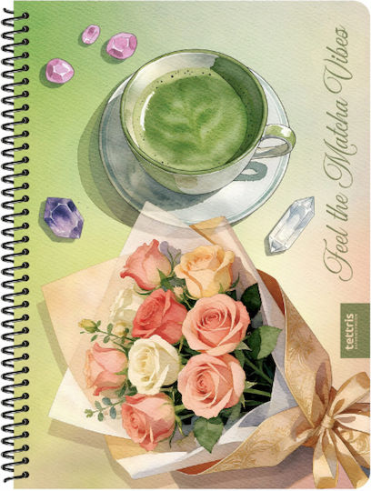 Tettris Spiral School Notebook Ruled A4 60 Paper Sheets 2 Subjects Various Designs