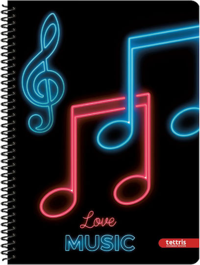 Tettris Spiral Notebook Ruled 120 Sheets 4 Subjects (Miscellaneous Designs) A4-4Θ-214