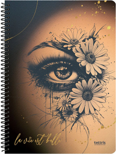 Tettris Spiral Notebook Ruled 120 Sheets 4 Subjects (Miscellaneous Designs) A4-4Th-209