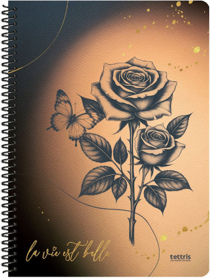 Tettris Spiral Notebook Ruled 60 Sheets 2 Subjects (Miscellaneous Designs) A4-2Θ-209