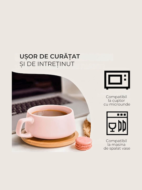Miamio Set Cesti Cappuccino Bambus Roz 320ml 4 Bucăți