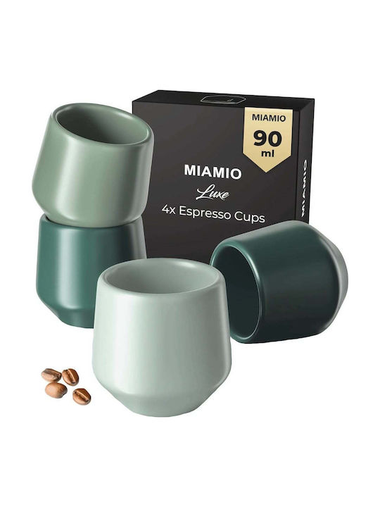 Miamio Set Cesti Espresso Ceramice Verzi 90ml 4 Bucăți