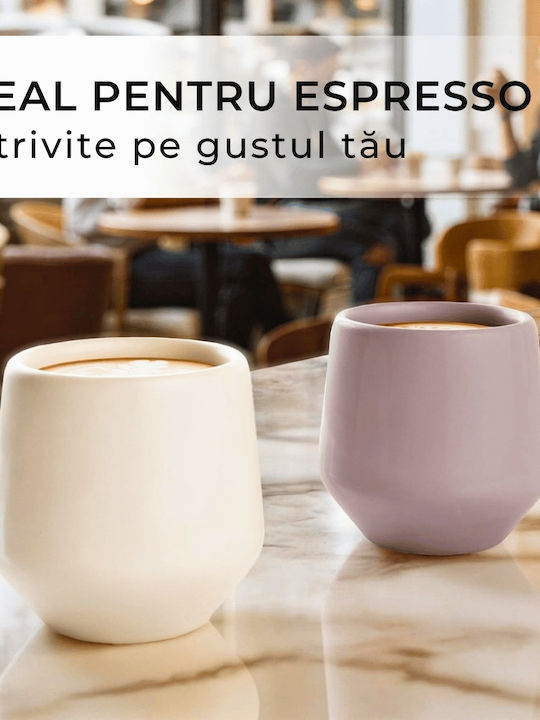 Miamio Set Cesti Espresso Ceramice Roz 90ml 4 Bucăți