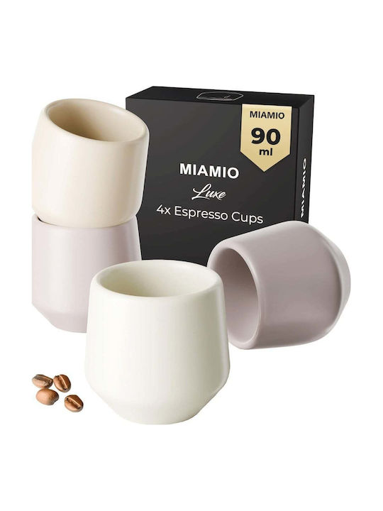 Miamio Set Cesti Espresso Ceramice Roz 90ml 4 Bucăți