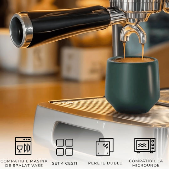 Miamio Σετ Φλιτζάνια Espresso Κεραμικά Πράσινα 90ml 4τμχ