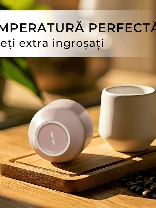 Miamio Set Cesti Espresso Ceramice Roz 90ml 4 Bucăți