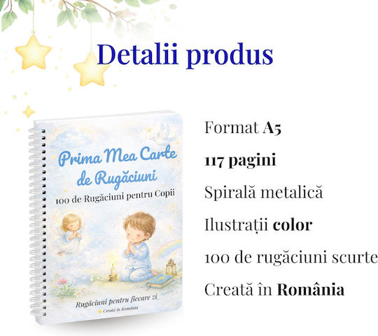 Prima Mea Carte de Rugăciuni pentru Copii Jurnal Spiralat A5 58 Foi Bej