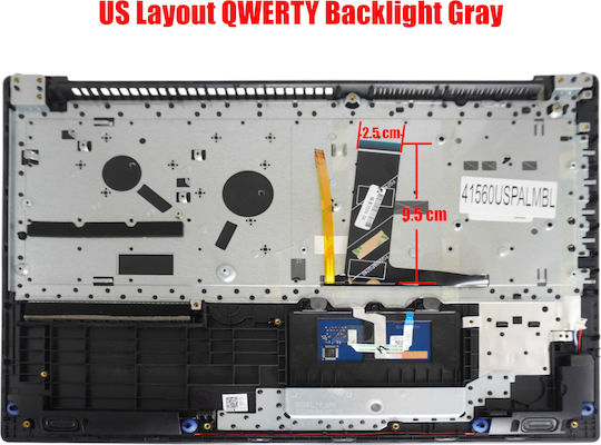 Клавиатура за лаптоп Keyboard Palmrest Lenovo Ideapad 330-15ich 81fk 5cb0r46829 5cb0r46837 5cb0r46847 5cb0r46924 US Backlight Сив КОД.41560uspalmbl