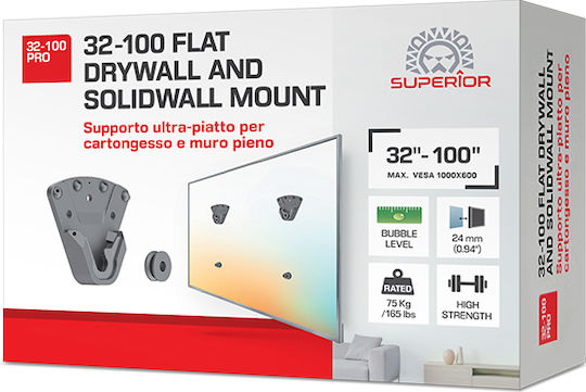 Superior 188-0089 Wandmontage TV-Halterung bis 100" und 75kg Silber