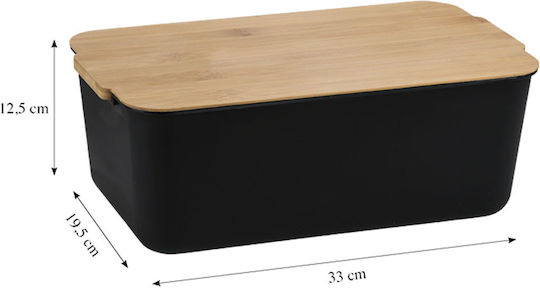 Kesper Brotkasten mit Deckel Kunststoff Schwarz 33x19,5x12,5cm