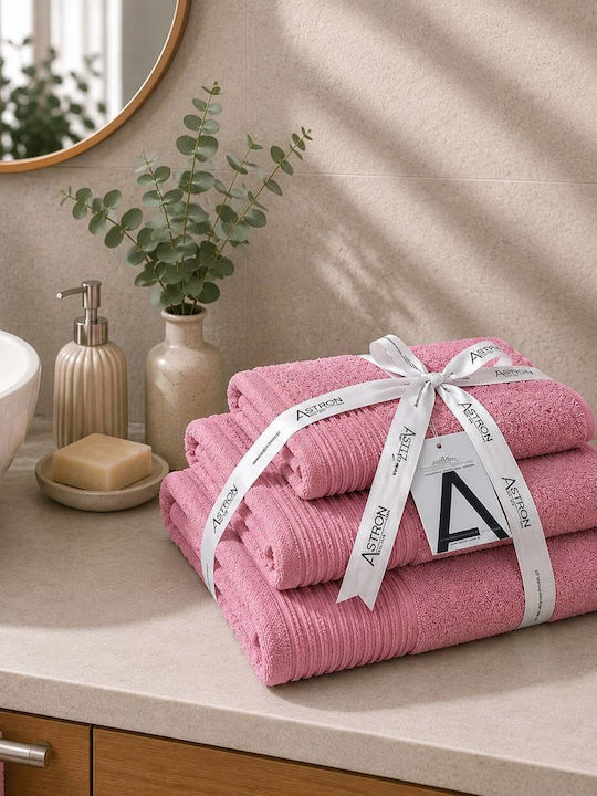 Astron Italy Badetuch-Set 3 Stück Astron Italy Rosa Gewicht 600gr/m²