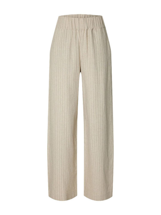 Pantaloni Dama Tesatura Bej