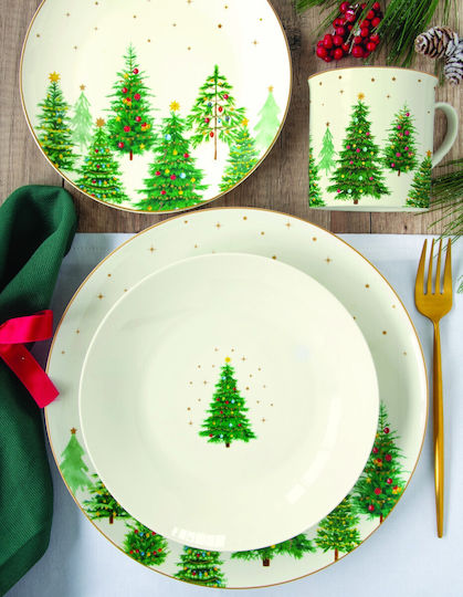 Easylife Festive Trees Χριστουγεννιάτικη Πιατέλα Πορσελάνινη Δεντράκια 37x14εκ.