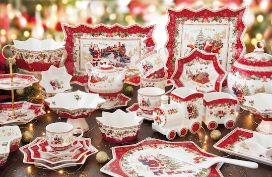 Easylife Christmas Memories Christmas Porcelain Red Platter 35x23cm