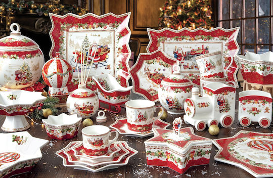 Easylife Christmas Memories Christmas Porcelain Red Platter 35x23cm