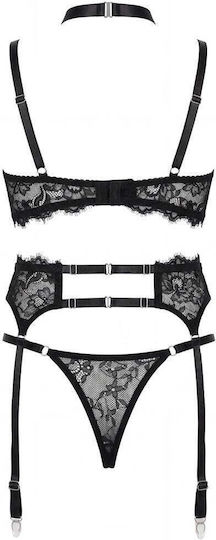 Black Lace Lingerie Set 3 Pieces Spalexline Sx1001