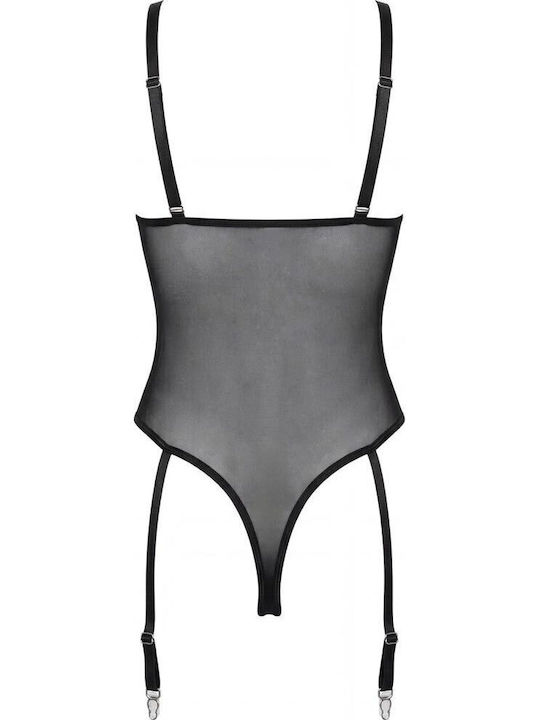 Schwarzes Bodysuit Body Kordeln Spalexline Sx1053