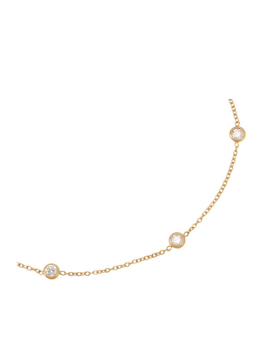 Papoulidis Jewellery Златна Верига за Глезен от Стомана с Зиркон 23cm
