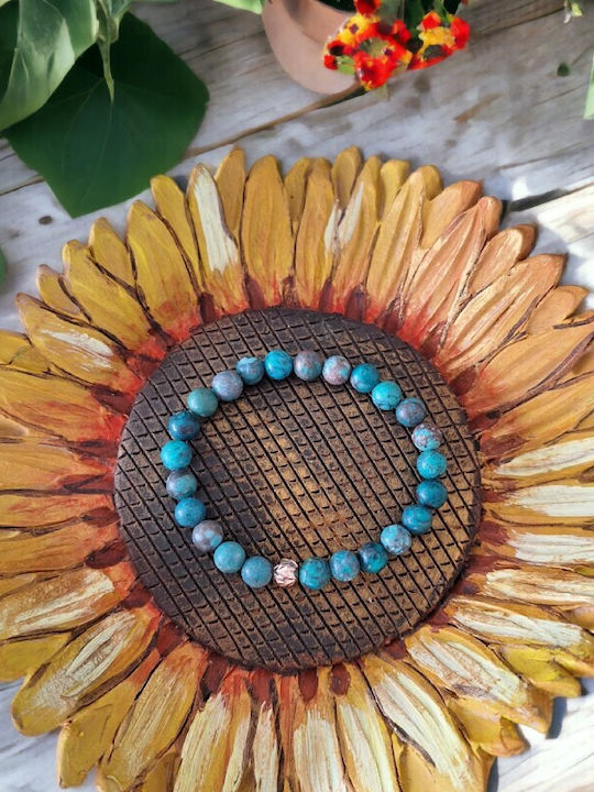 Brățară Naturală Howlite Turcoaz Americană Zina Piatra 925 Argint Accesorii Aur Roz