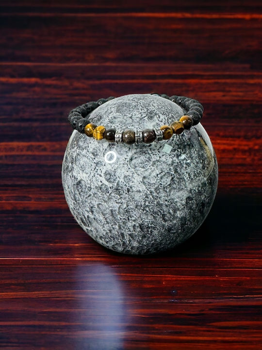 Men's Milo Cord Bracelet Made Bronzite Tiger's Eye Lava Stone Crystals