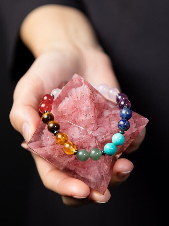 Chakra Bracelet Semi-precious Stones Pink Quartz 8mm Beads Makara