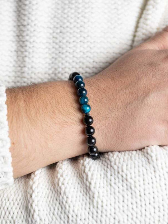 Kareem Handmade Men's Bracelet Made Obsidian Royal Blue Tiger Eye Crystals 8mm Beads Kareem Handmade Men's Bracelet Made Obsidian Royal Blue Tiger Eye Crystals 8mm Beads