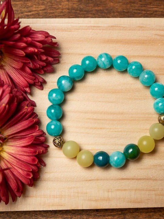 Women's Bracelet Made Natural Amazonite Lemon Jade Phoenix Stone “geetica”