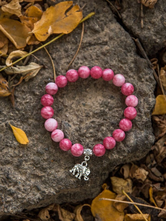 Brățară Paloma Cu Pietre Semiprețioase Rodocrozit Roz Charm Elefant Pentru Femei Mărgele 8mm