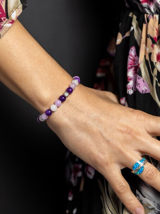 Brățară Din Piatră Naturală Pentru Fete Kelli Cu Piatra Lunii Jad Violet Cristale Mărgele 6mm