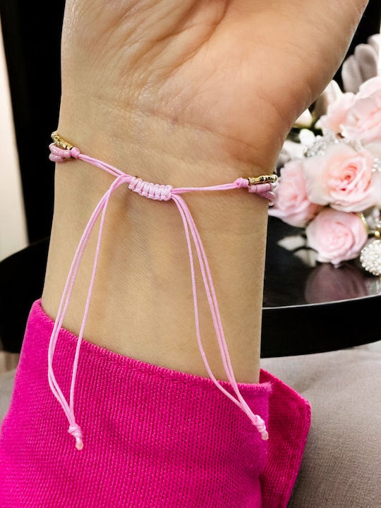 Bratara Roz Handmade Snur Paty Cu 3 Straturi Miyuki Cu Turmalina Roz Placata Cu Argint Aurit