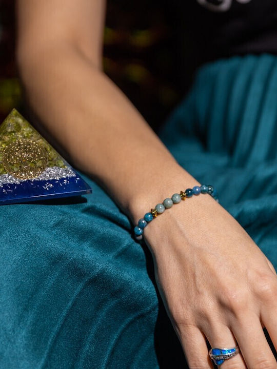 Women's Semi-precious Stone Bracelet Ekanta Made Blue Apatite Green Jade Crystals 6mm Beads Women's Semi-precious Stone Bracelet Ekanta Made Blue Apatite Green Jade Crystals 6mm Beads
