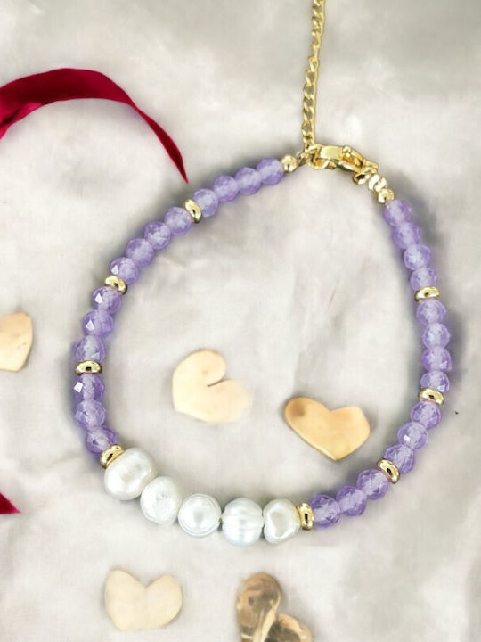 Natya Friendship Bracelet Made Amethyst Crystals Natural Pearls