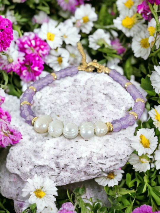 Natya Friendship Bracelet Made Amethyst Crystals Natural Pearls