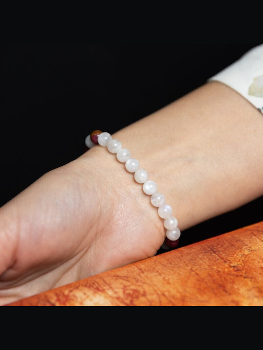 Semi-precious Stone Bracelet Moonstone Red Cloisonné Women Kamari 6mm Beads