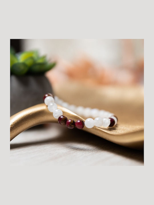 Semi-precious Stone Bracelet Moonstone Red Cloisonné Women Kamari 6mm Beads