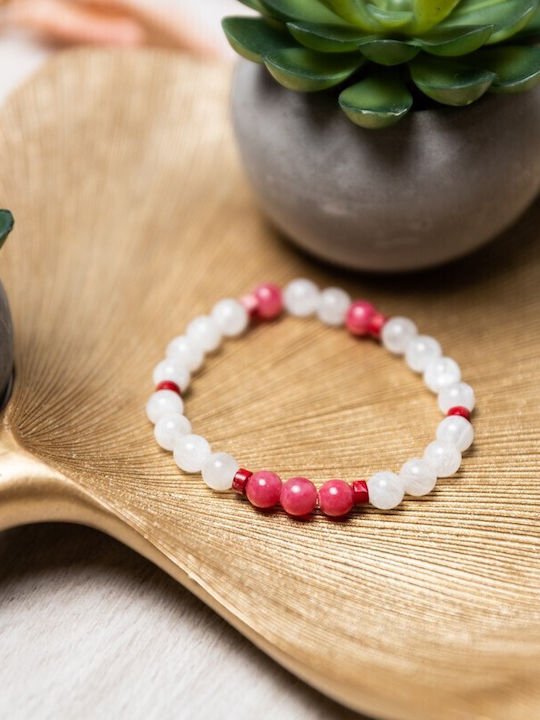 Alma Bracelet Semi-precious Stones Red Jade Chalcedony Moonstone Crystals 6mm Beads Alma Bracelet Semi-precious Stones Red Jade Chalcedony Moonstone Crystals 6mm Beads