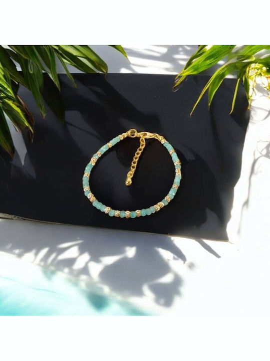 Brățară Elegantă Handmade Pentru Femei Nabila Amazonit Argint 925 Placat Cu Aur